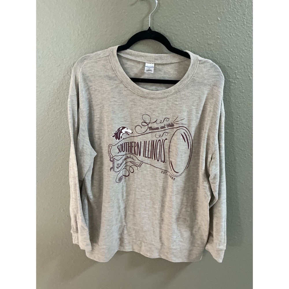 Liv Casual Southern Illinois Salukis Sweatshirt XL Beige Maroon Graphic SIU